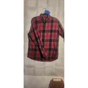 F/X Fusion Shirt Men L Red/Blk/Gray Checkered Button-Down Cotton/Polyester